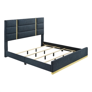 Coaster Ines 52&quot Contemporary Upholstered Fabric Eastern King Panel Bed in Navy