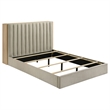 Coaster Arielle Fabric Eastern King Bookcase Panel Storage Bed in Light Oak/Tan