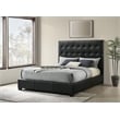 Coaster Medley Transitional Genuine Leather Queen Platform Bed in Black