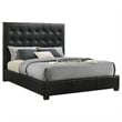 Coaster Medley Transitional Genuine Leather Queen Platform Bed in Black