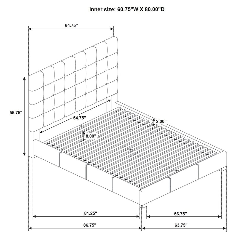 Coaster Medley Transitional Genuine Leather Queen Platform Bed in Black
