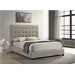 Coaster Medley Transitional Genuine Leather Queen Platform Bed in Tan