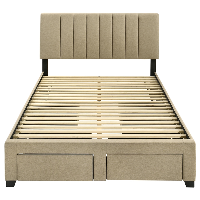 Coaster Wheatland 4-Drawer Fabric Upholstered Full Storage Bed in Brown