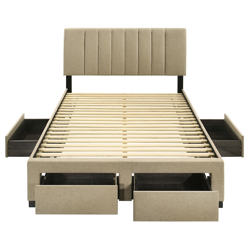 Coaster Wheatland 4-Drawer Fabric Upholstered Full Storage Bed in Brown