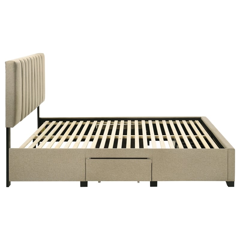 Coaster Wheatland 4-Drawer Fabric Upholstered Queen Storage Bed in Brown