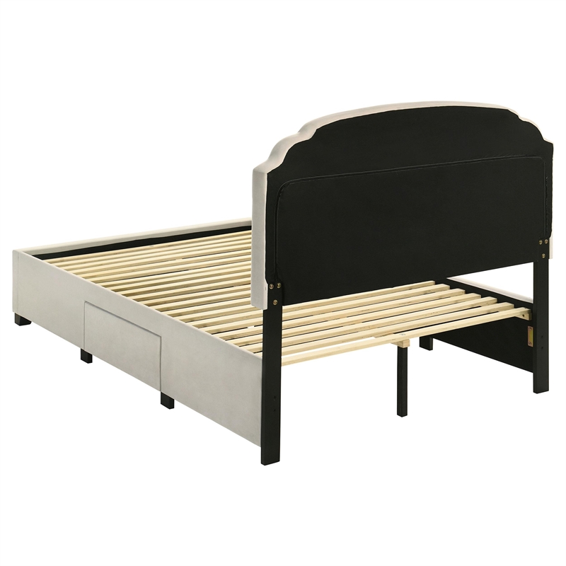 Coaster Marianna 4-Drawer Upholstered Velvet Full Storage Bed in Cream