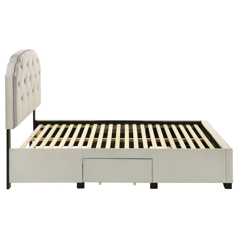 Coaster Marianna 4-Drawer Upholstered Velvet Full Storage Bed in Cream