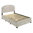 Coaster Marianna 4-Drawer Upholstered Velvet Full Storage Bed in Cream
