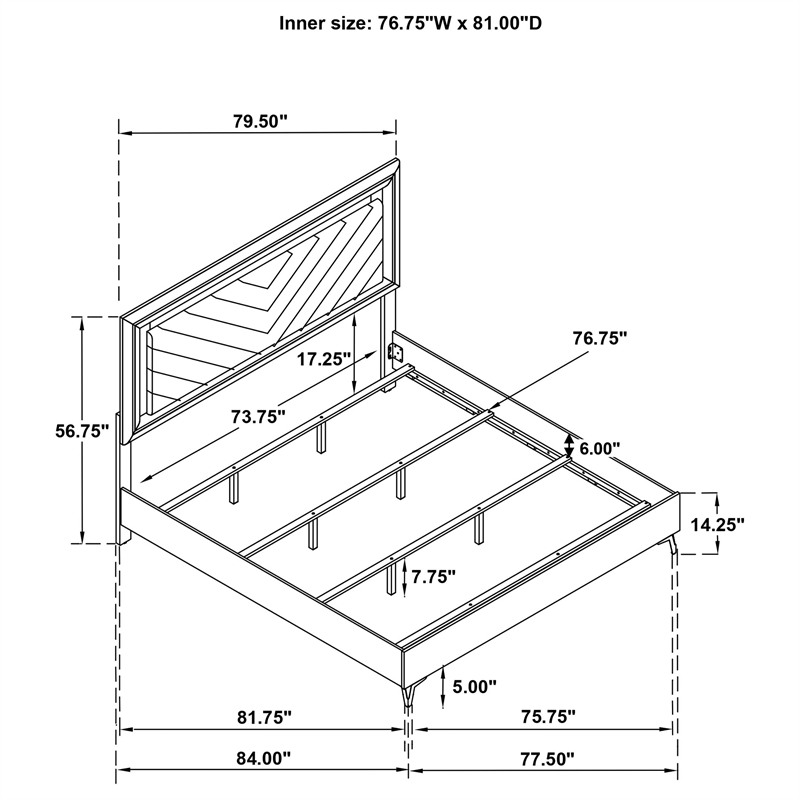 Coaster Cassia Wood/Faux Leather Eastern King LED Panel Bed in White High Gloss