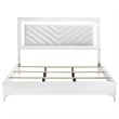 Coaster Cassia Wood/Faux Leather Eastern King LED Panel Bed in White High Gloss