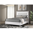 Coaster Cassia Wood/Faux Leather Queen LED Panel Bed in White High Gloss