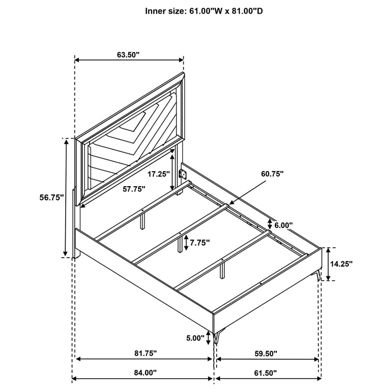 Coaster Cassia Wood/Faux Leather Queen LED Panel Bed in White High Gloss
