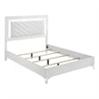 Coaster Cassia Wood/Faux Leather Queen LED Panel Bed in White High Gloss