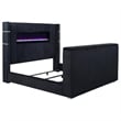 Coaster Tisdall Fabric Eastern King Flame Visualizer Wingback TV Bed in Black