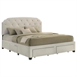 Coaster Marianna 4-Drawer Upholstered Velvet Eastern King Storage Bed in Cream