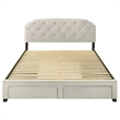 Coaster Marianna 4-Drawer Upholstered Velvet Eastern King Storage Bed in Cream