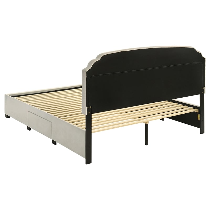 Coaster Marianna 4-Drawer Upholstered Velvet Eastern King Storage Bed in Cream