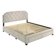 Coaster Marianna 4-Drawer Upholstered Velvet Eastern King Storage Bed in Cream