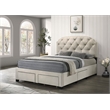 Coaster Marianna 4-Drawer Upholstered Velvet Queen Storage Bed in Cream