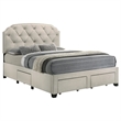 Coaster Marianna 4-Drawer Upholstered Velvet Queen Storage Bed in Cream