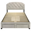 Coaster Marianna 4-Drawer Upholstered Velvet Queen Storage Bed in Cream