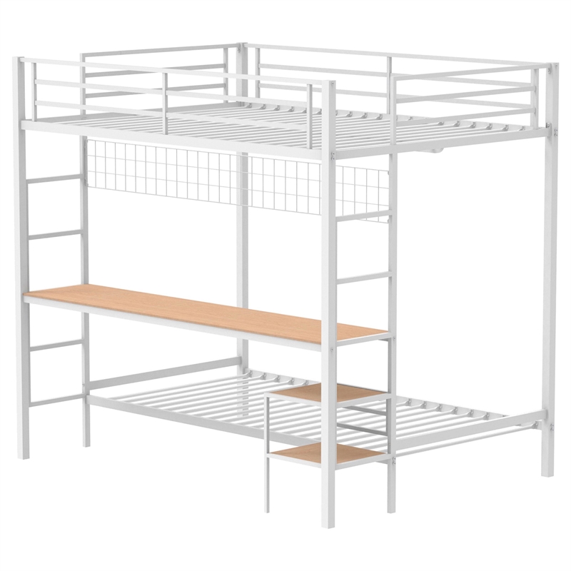 Coaster Bettoni Transitional Steel Full Over Twin Workstation Bunk Bed in White