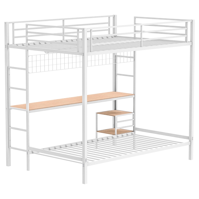Coaster Bettoni Transitional Steel Full Over Twin Workstation Bunk Bed in White