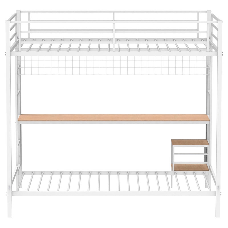Coaster Bettoni Transitional Steel Full Over Twin Workstation Bunk Bed in White