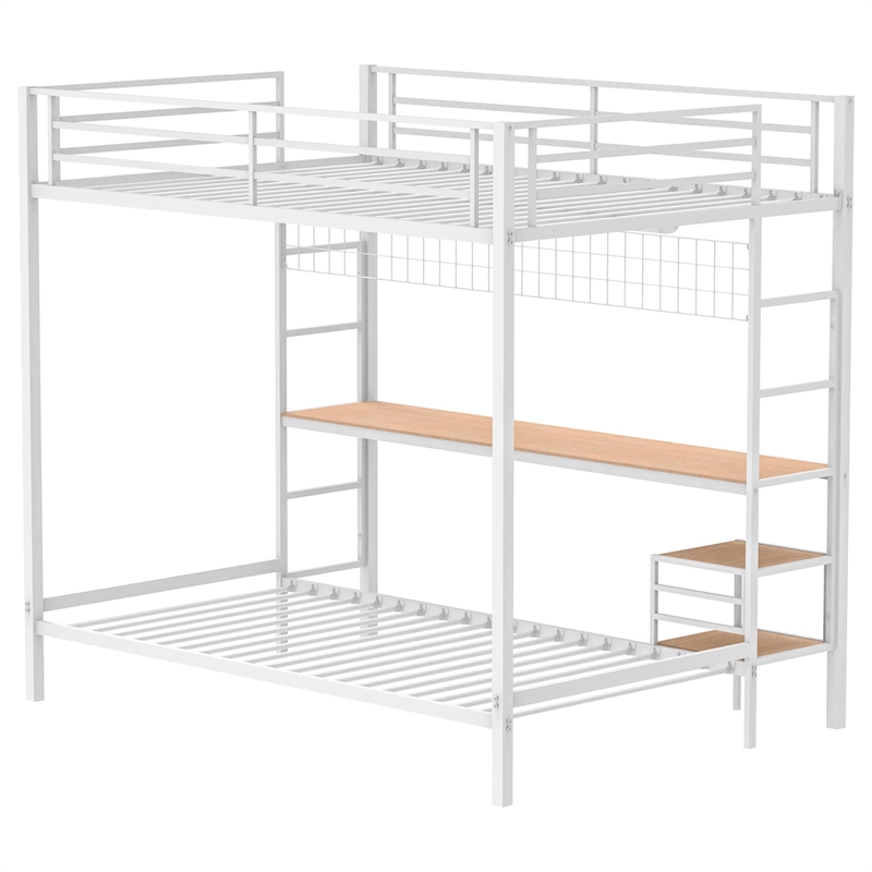 Coaster Bettoni Transitional Steel Full Over Twin Workstation Bunk Bed in White