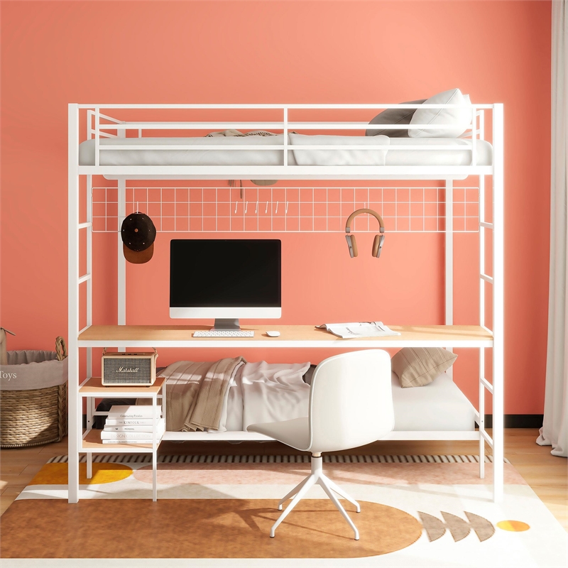 Coaster Bettoni Transitional Steel Full Over Twin Workstation Bunk Bed in White