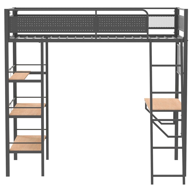 Coaster Campus 3-Shelf Transitional Steel Twin Workstation Loft Bed in Black