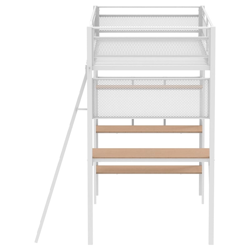 Coaster Campus 3-Shelf Transitional Steel Twin Workstation Loft Bed in White
