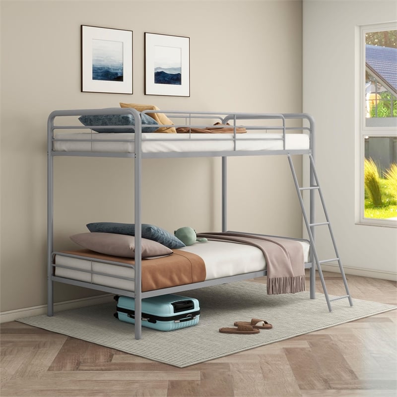 Coaster Carson Transitional Steel Twin Over Twin Bunk Bed in Glossy Silver