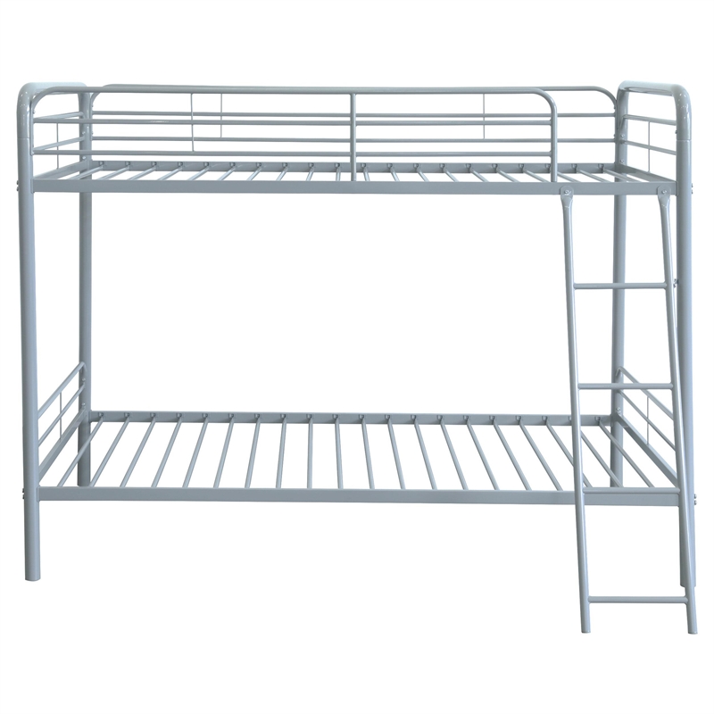Coaster Carson Transitional Steel Twin Over Twin Bunk Bed in Glossy Silver