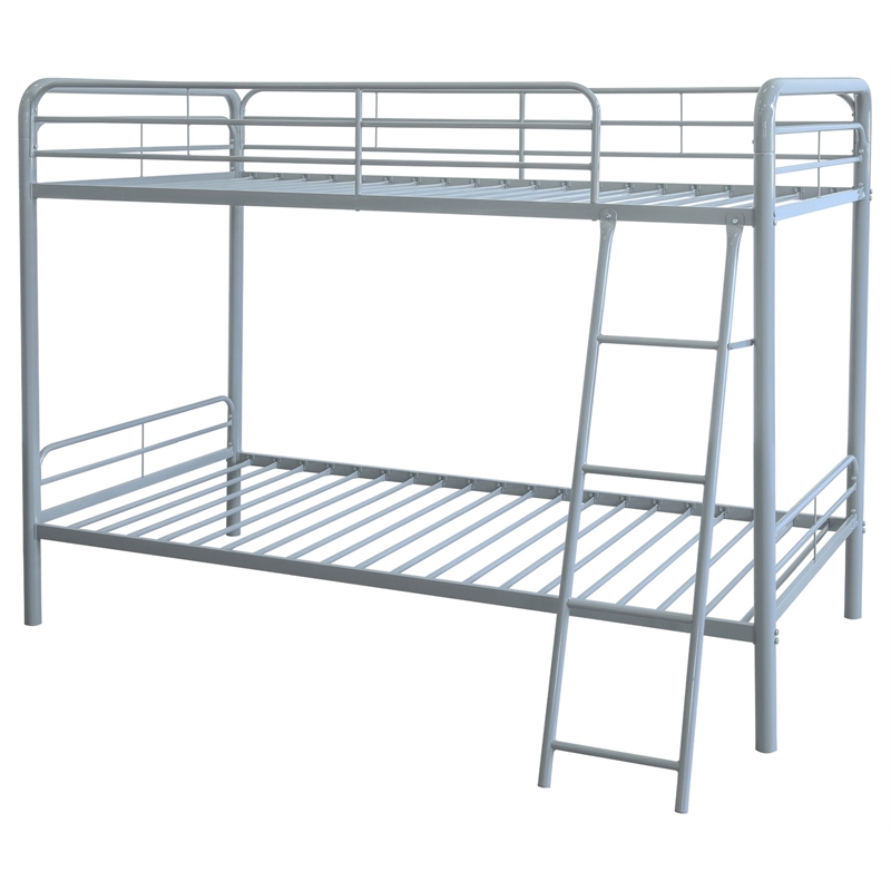 Coaster Carson Transitional Steel Twin Over Twin Bunk Bed in Glossy Silver