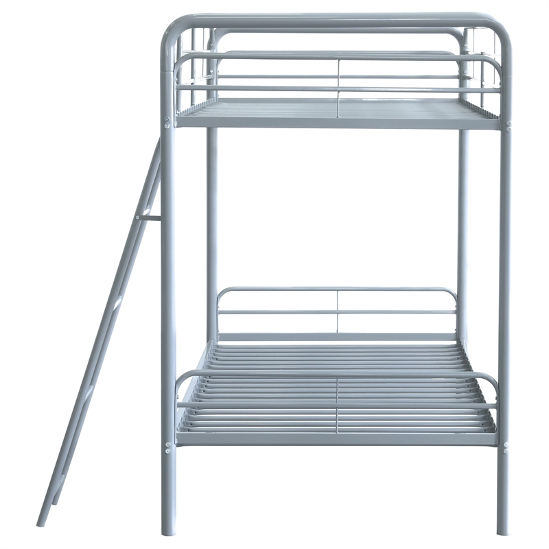 Coaster Carson Transitional Steel Twin Over Twin Bunk Bed in Glossy Silver