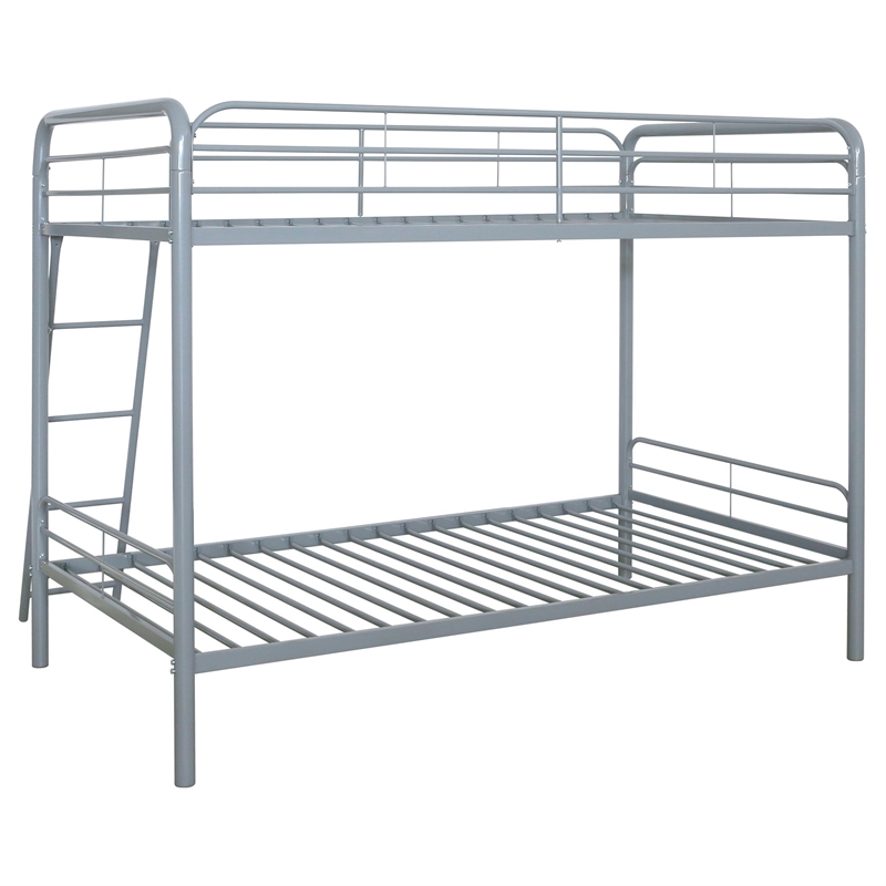 Coaster Carson Transitional Steel Twin Over Twin Bunk Bed in Glossy Silver