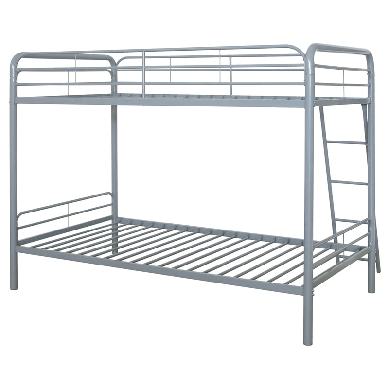 Coaster Carson Transitional Steel Twin Over Twin Bunk Bed in Glossy Silver