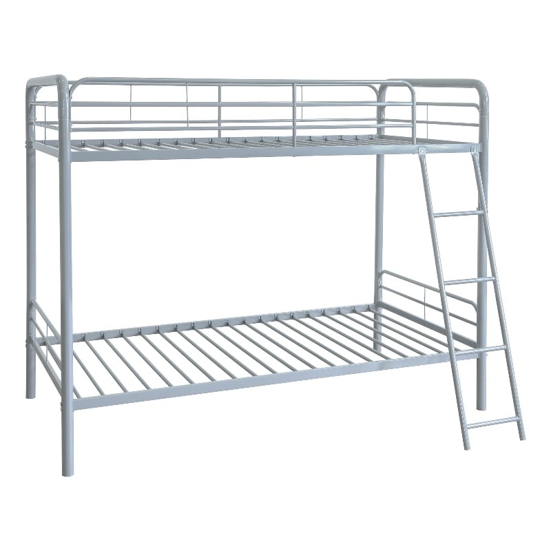 Coaster Carson Transitional Steel Twin Over Twin Bunk Bed in Glossy Silver