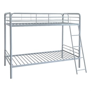 Coaster Carson Transitional Steel Twin Over Twin Bunk Bed in Glossy Silver