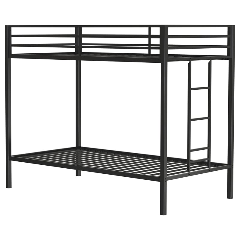 Coaster Alevera Transitional Steel Twin Over Twin Bunk Bed with Ladder in Black