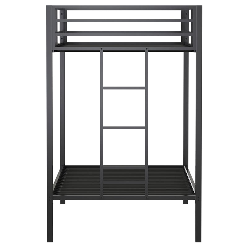 Coaster Alevera Transitional Steel Twin Over Twin Bunk Bed with Ladder in Black