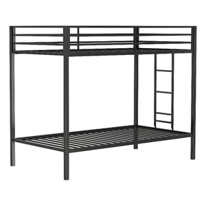 Coaster Alevera Transitional Steel Twin Over Twin Bunk Bed with Ladder in Black
