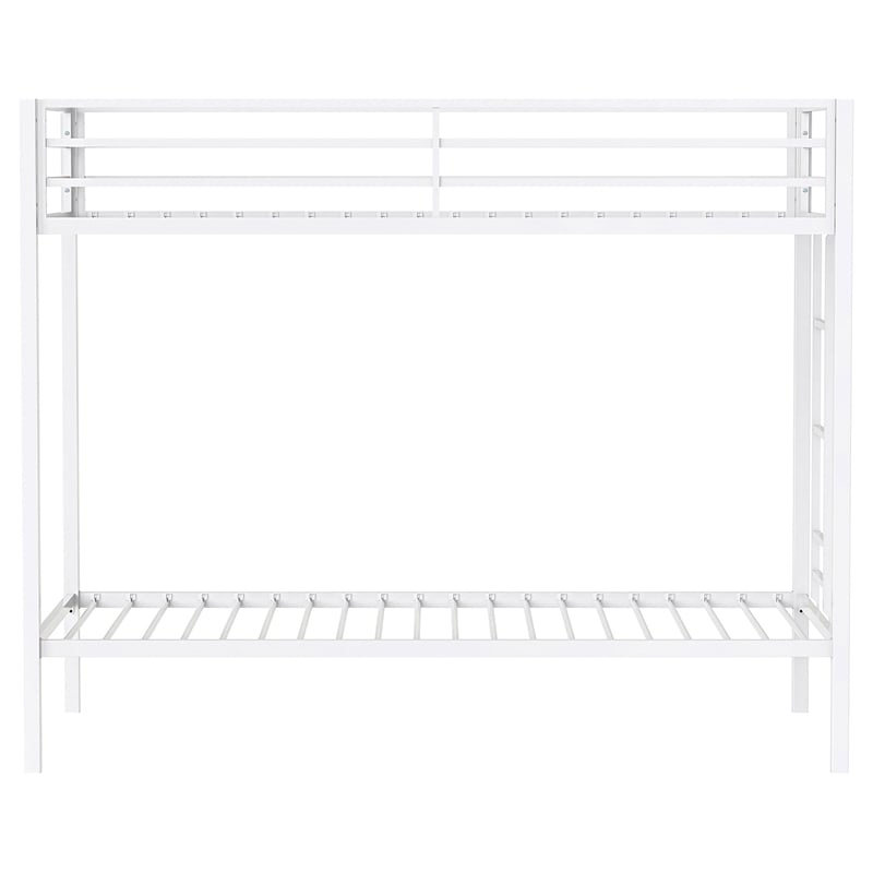 Coaster Alevera Transitional Steel Twin Over Twin Bunk Bed with Ladder in White