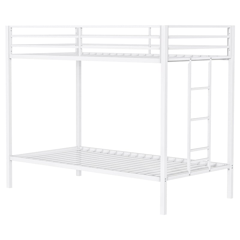 Coaster Alevera Transitional Steel Twin Over Twin Bunk Bed with Ladder in White