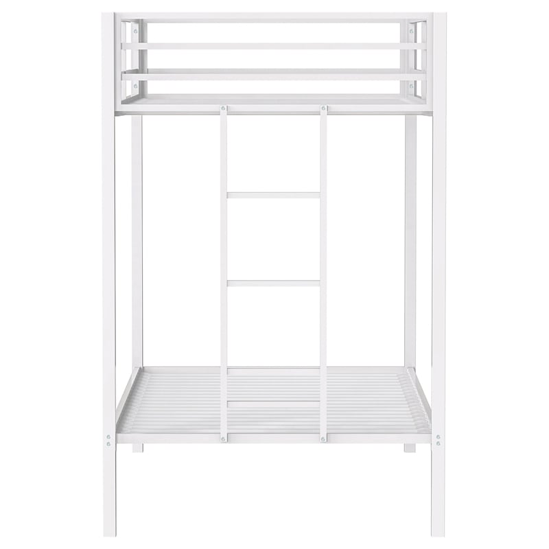 Coaster Alevera Transitional Steel Twin Over Twin Bunk Bed with Ladder in White