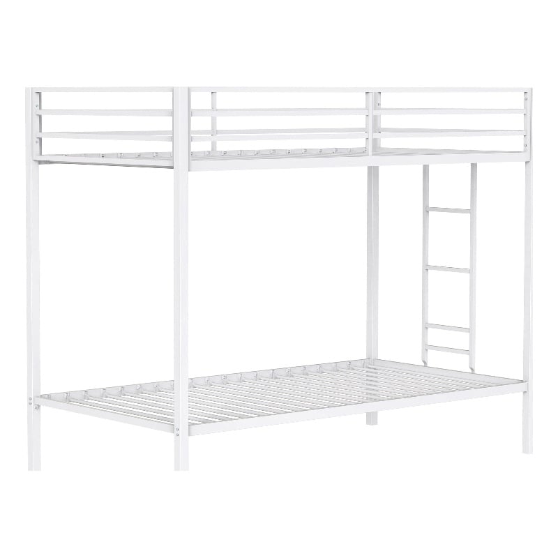 Coaster Alevera Transitional Steel Twin Over Twin Bunk Bed with Ladder in White