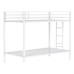 Coaster Alevera Transitional Steel Twin Over Twin Bunk Bed with Ladder in White
