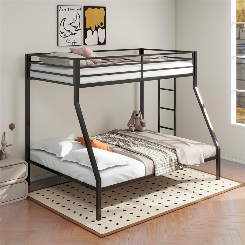 Coaster Alevera Transitional Steel Twin Over Full Bunk Bed with Ladder in Black