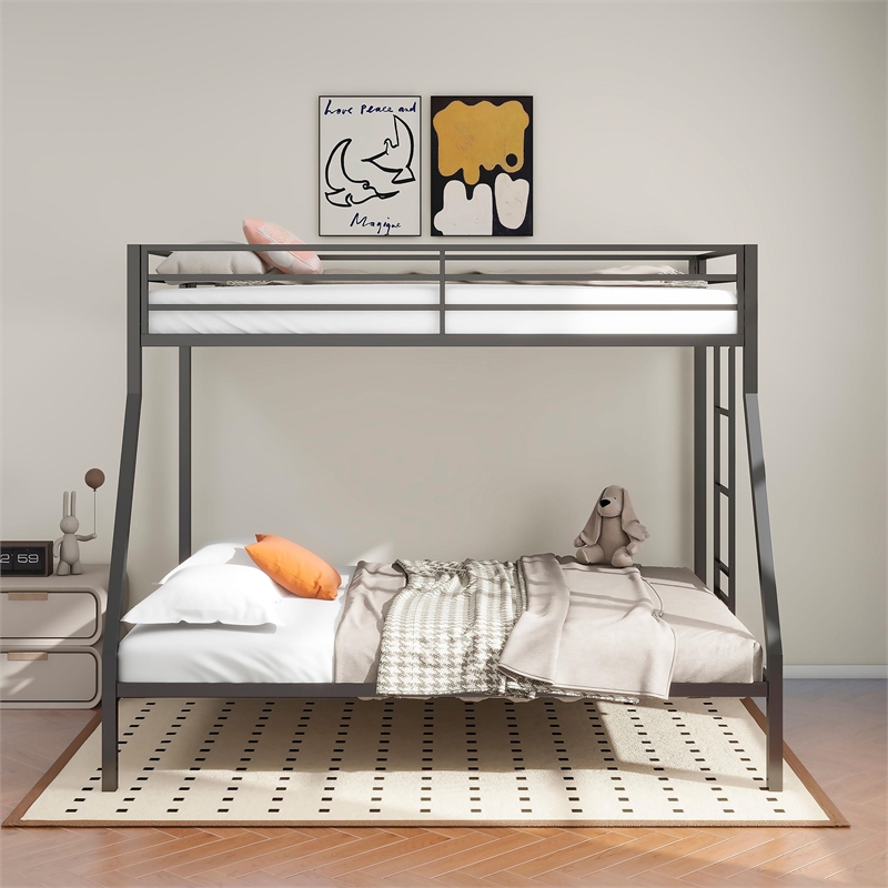 Coaster Alevera Transitional Steel Twin Over Full Bunk Bed with Ladder in Black